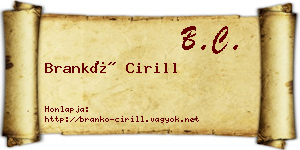 Brankó Cirill névjegykártya